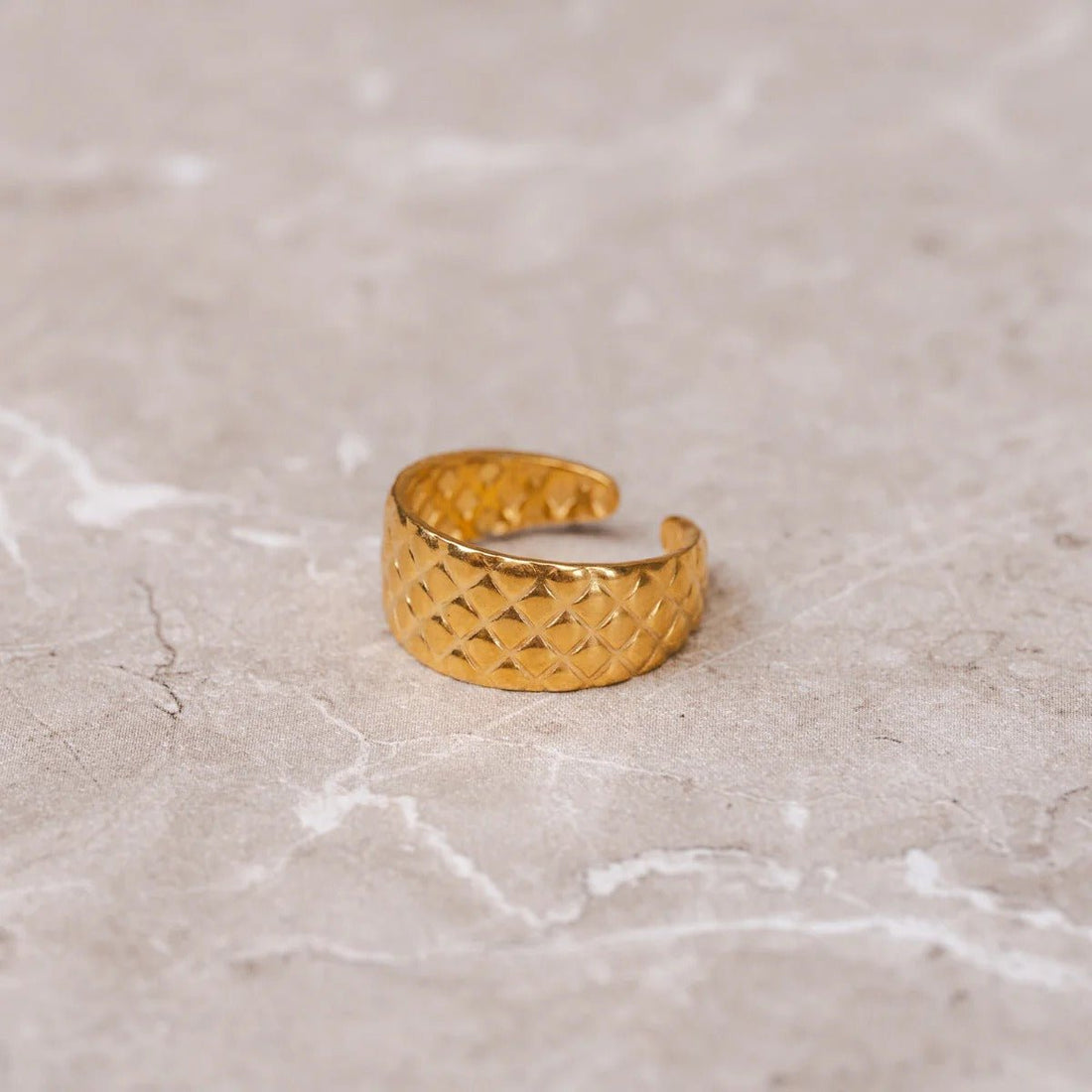 Anel Trama Luxuosa Ajustável Banhado em Ouro 18K - Murano Joias