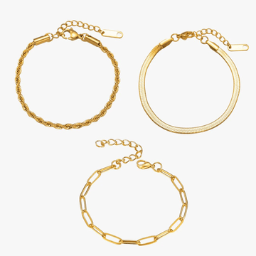 Kit Pulseiras Essential Banhado em Ouro 18K - Murano Joias