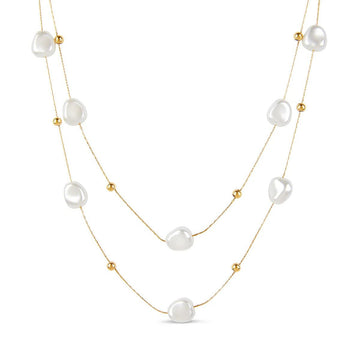 Mix de Colares Pérolas Irregulares Banhado em Ouro 18K - Murano Joias