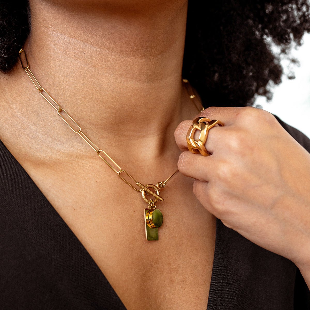 Anel Elo Duplo Banhado em Ouro 18K - Murano Joias