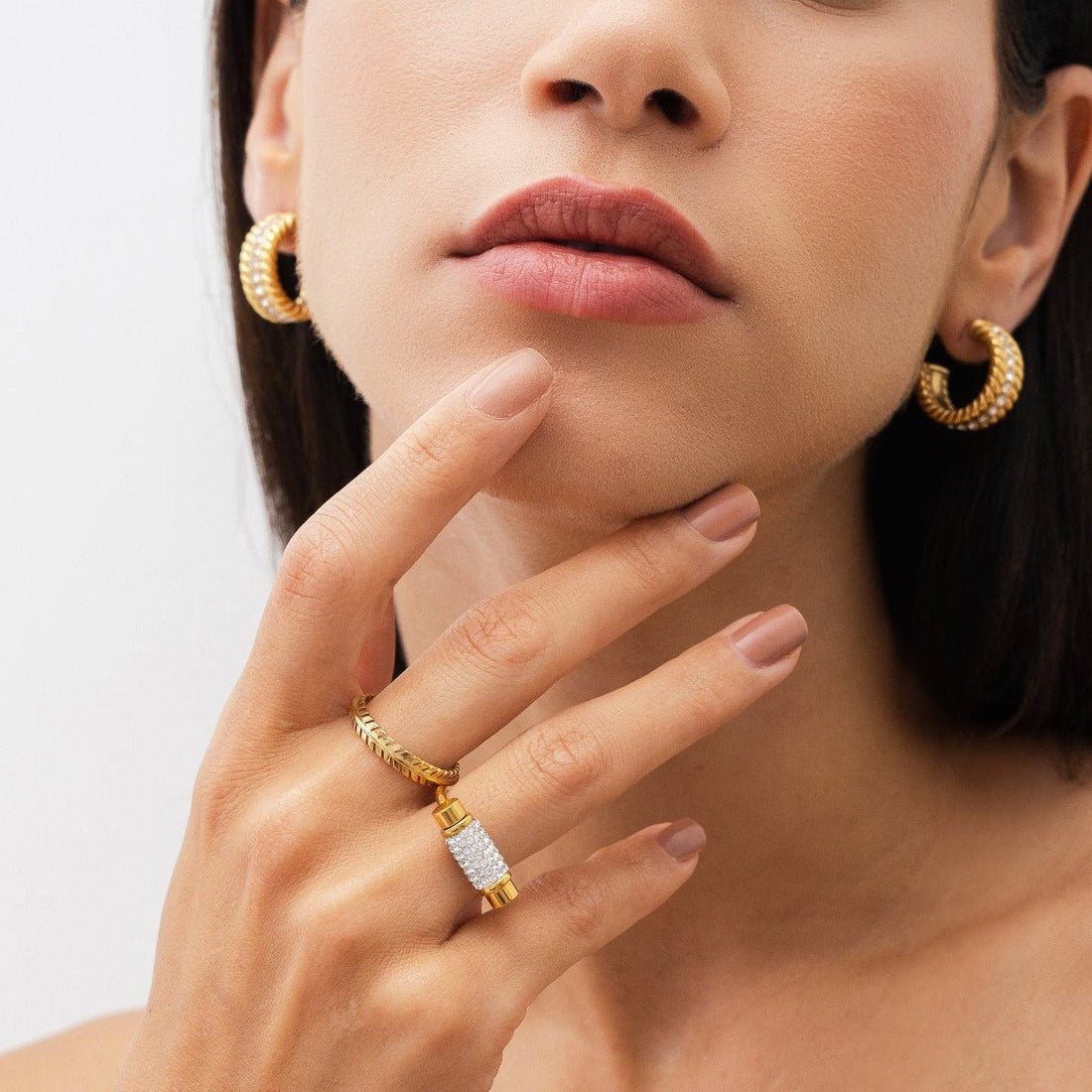 Anel Glitz Giratório Banhado em Ouro 18K - Murano Joias