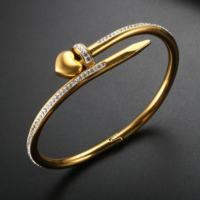 Bracelete Prego Cravejado Zircônia Banhado em Ouro 18K - Murano Joias