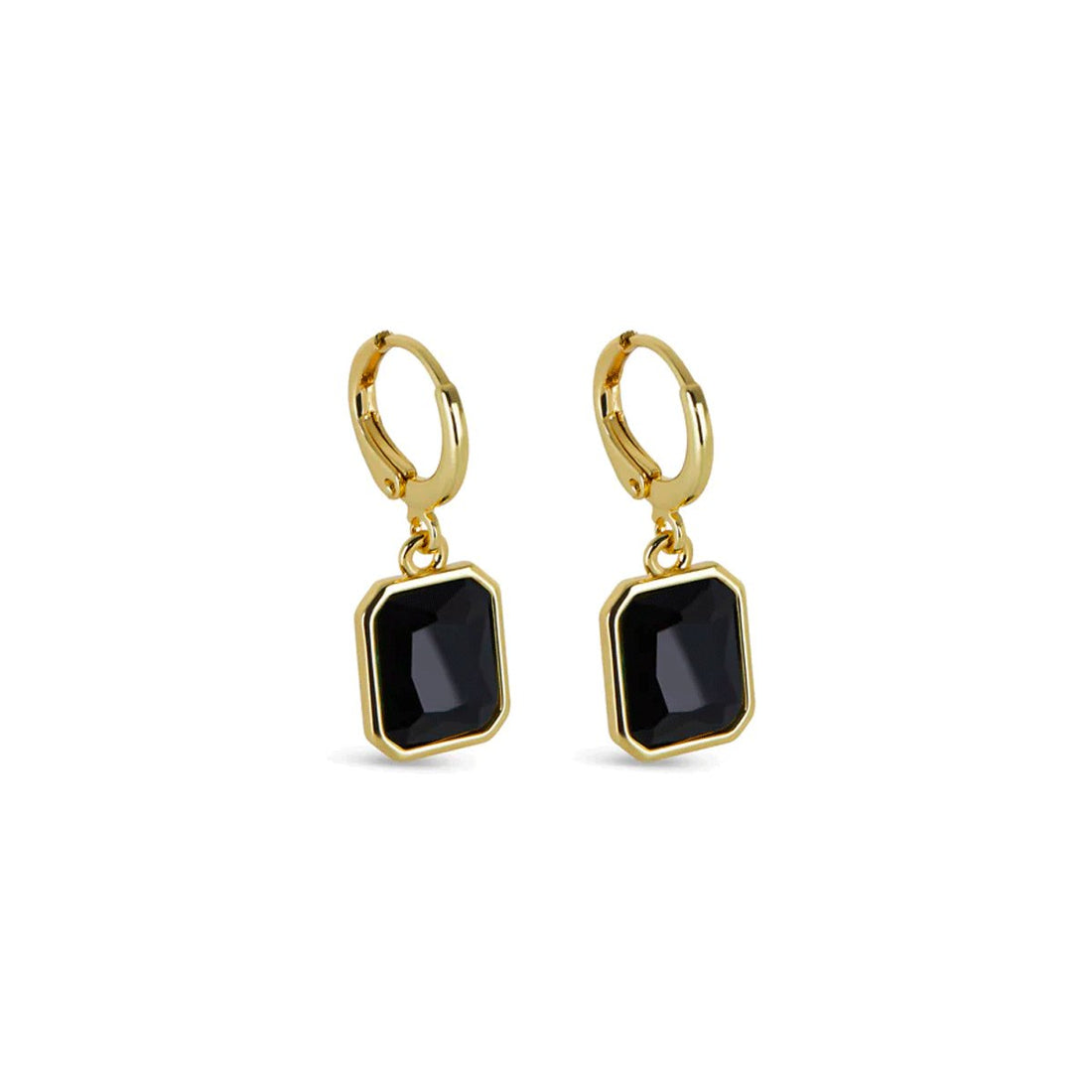 Brinco Argolinha Cristal Preto Banhado em Ouro 18k - Murano Joias