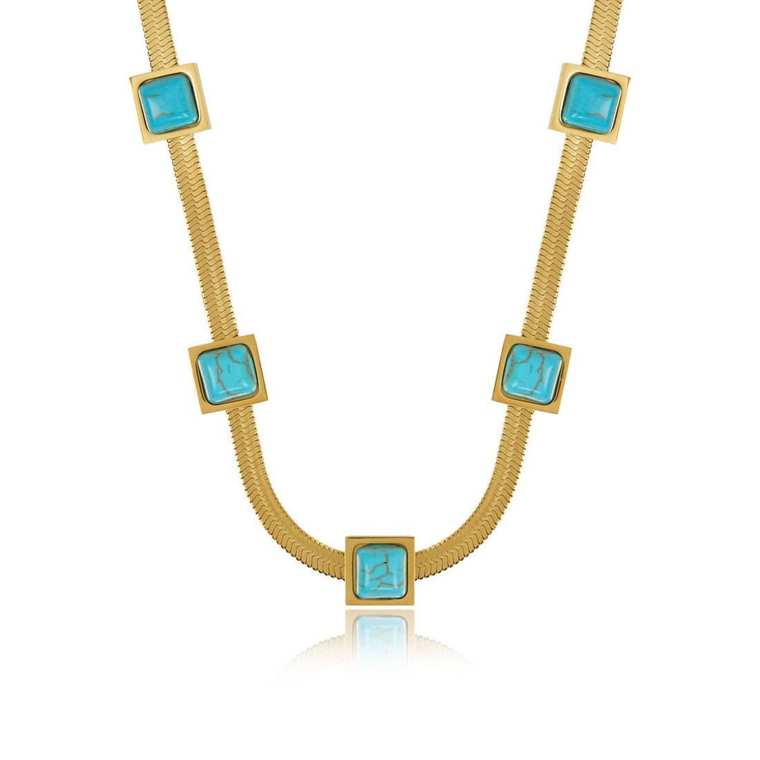 Colar Malha Pedra Aqua Banhado em Ouro 18K - Murano Joias