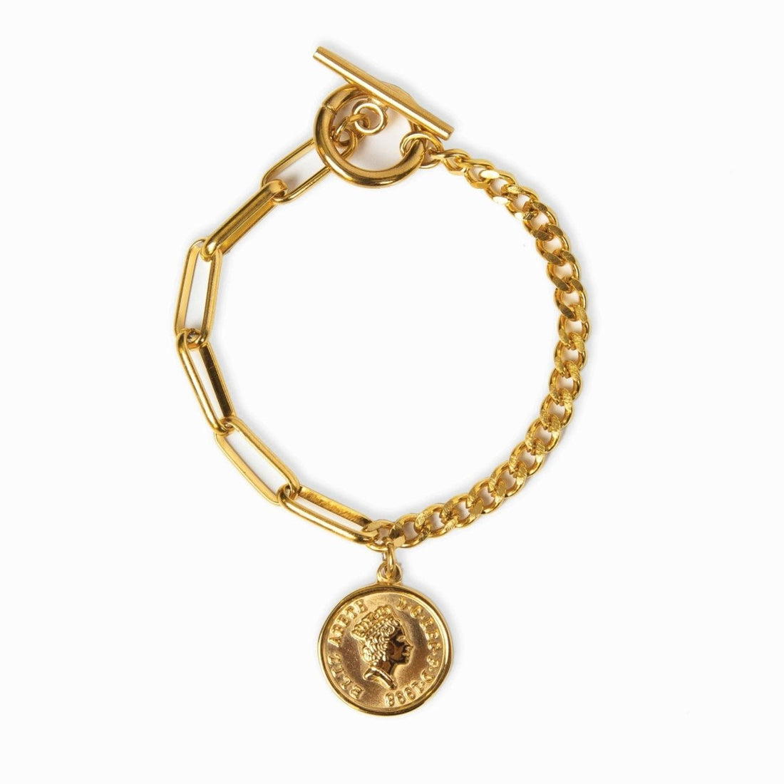 Pulseira Corrente Pingente de Moeda Banhado em Ouro 18K - Murano Joias
