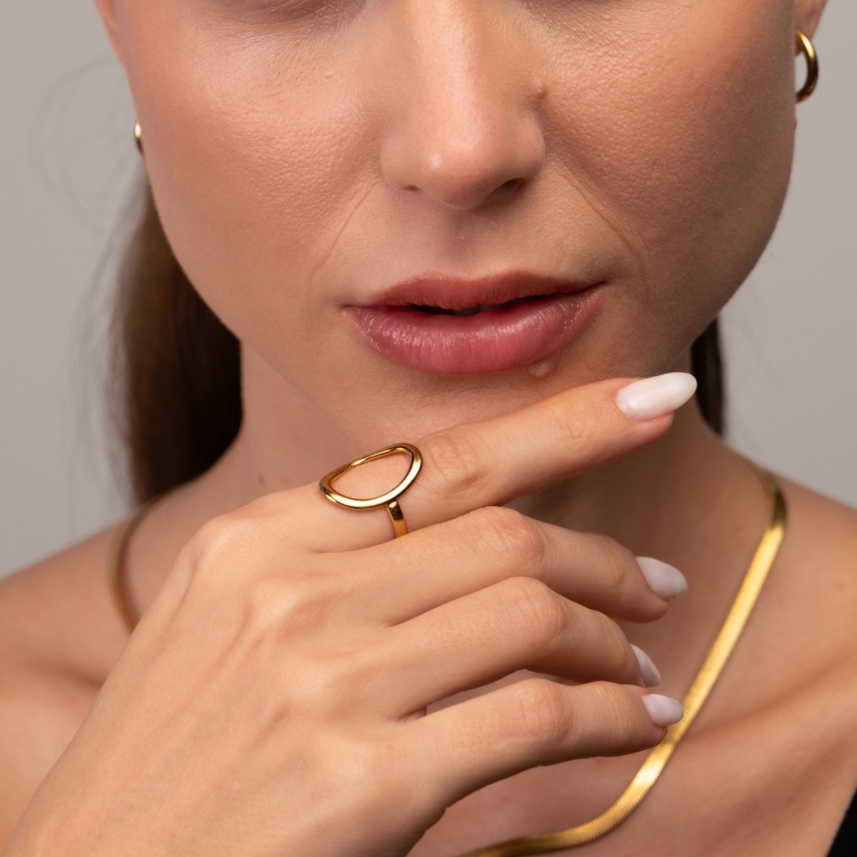 Anel Abstrato Contorno Orgânico Banhado em Ouro 18K - Murano Joias