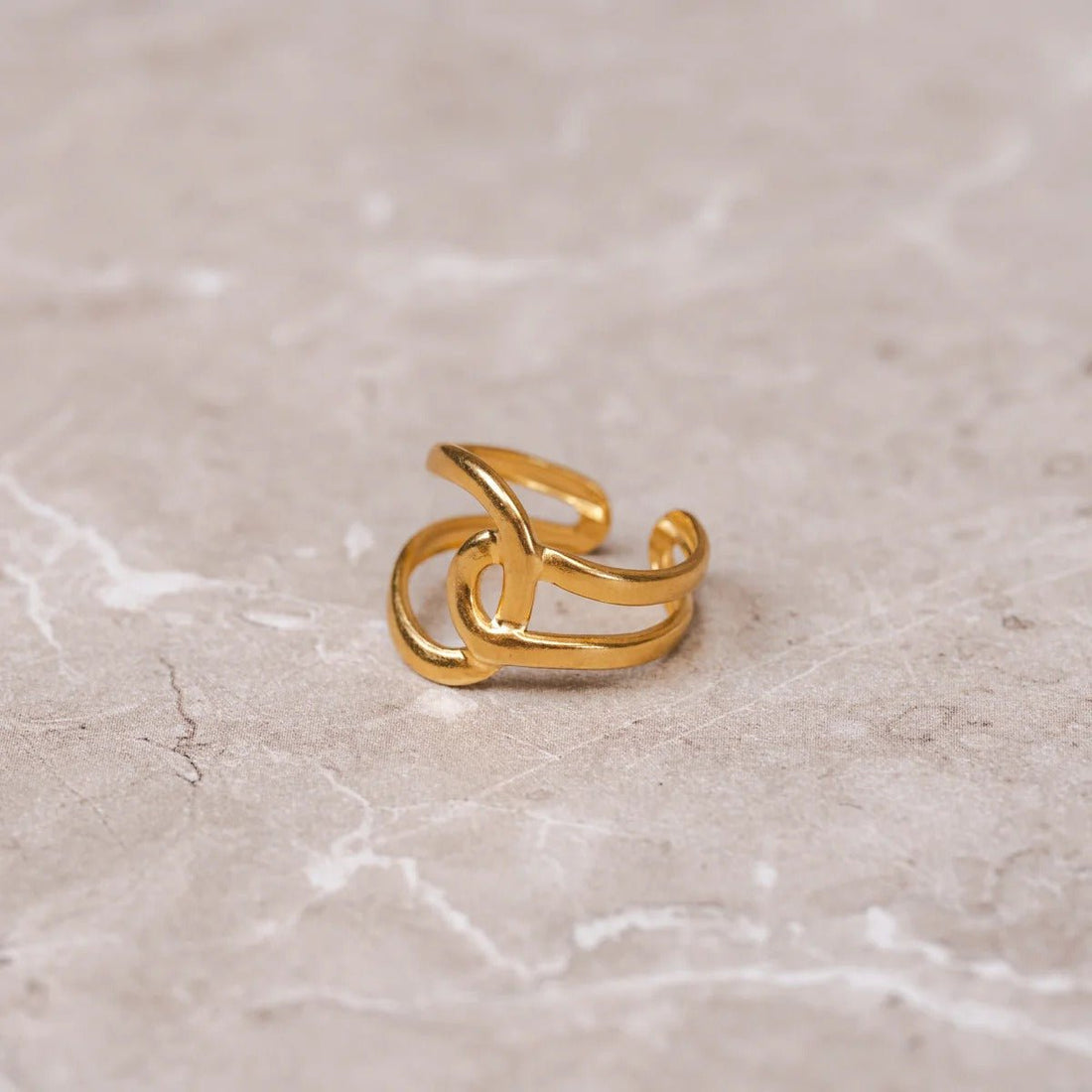 Anel Abstrato Elos Ajustável Banhado em Ouro 18K - Murano Joias
