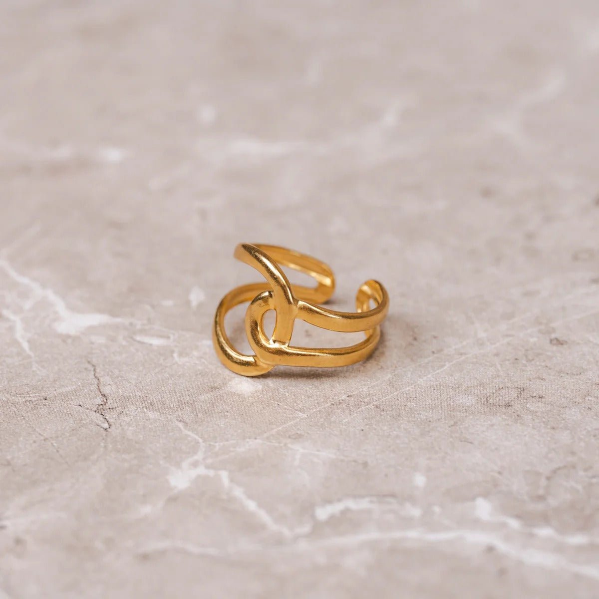 Anel Abstrato Elos Ajustável Banhado em Ouro 18K - Murano Joias