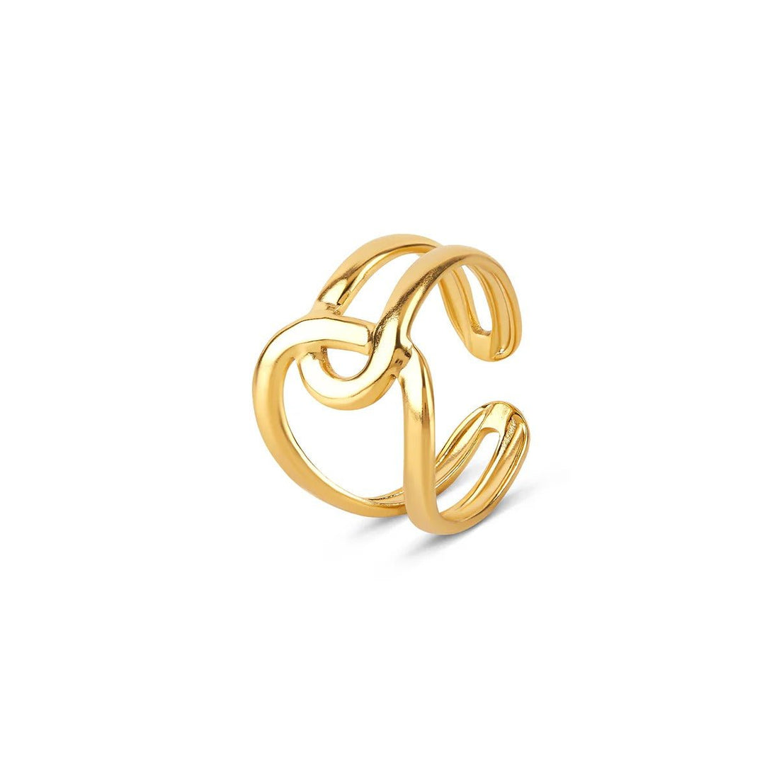 Anel Abstrato Elos Ajustável Banhado em Ouro 18K - Murano Joias