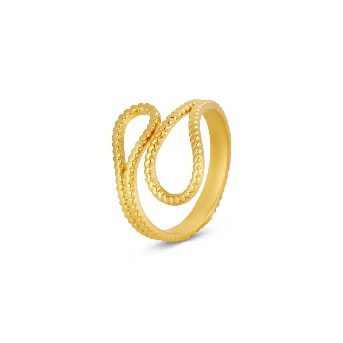 Anel Ajustável Ava Abstrato Banhado em Ouro 18K - Murano Joias