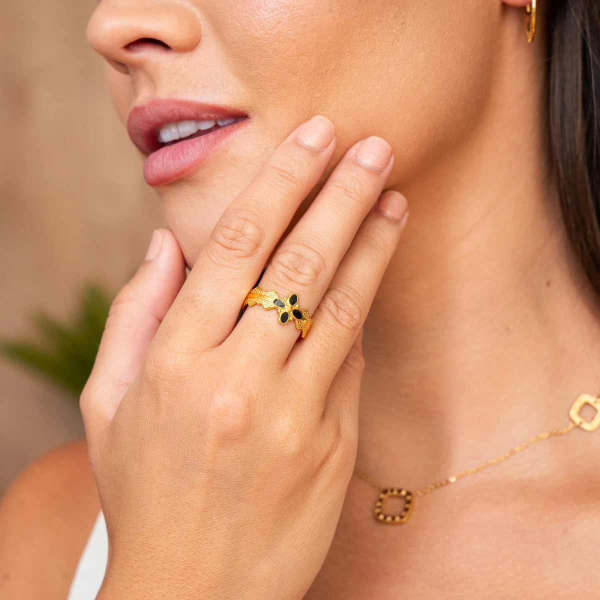 Anel Ajustável Blossom Banhado em Ouro 18K - Murano Joias