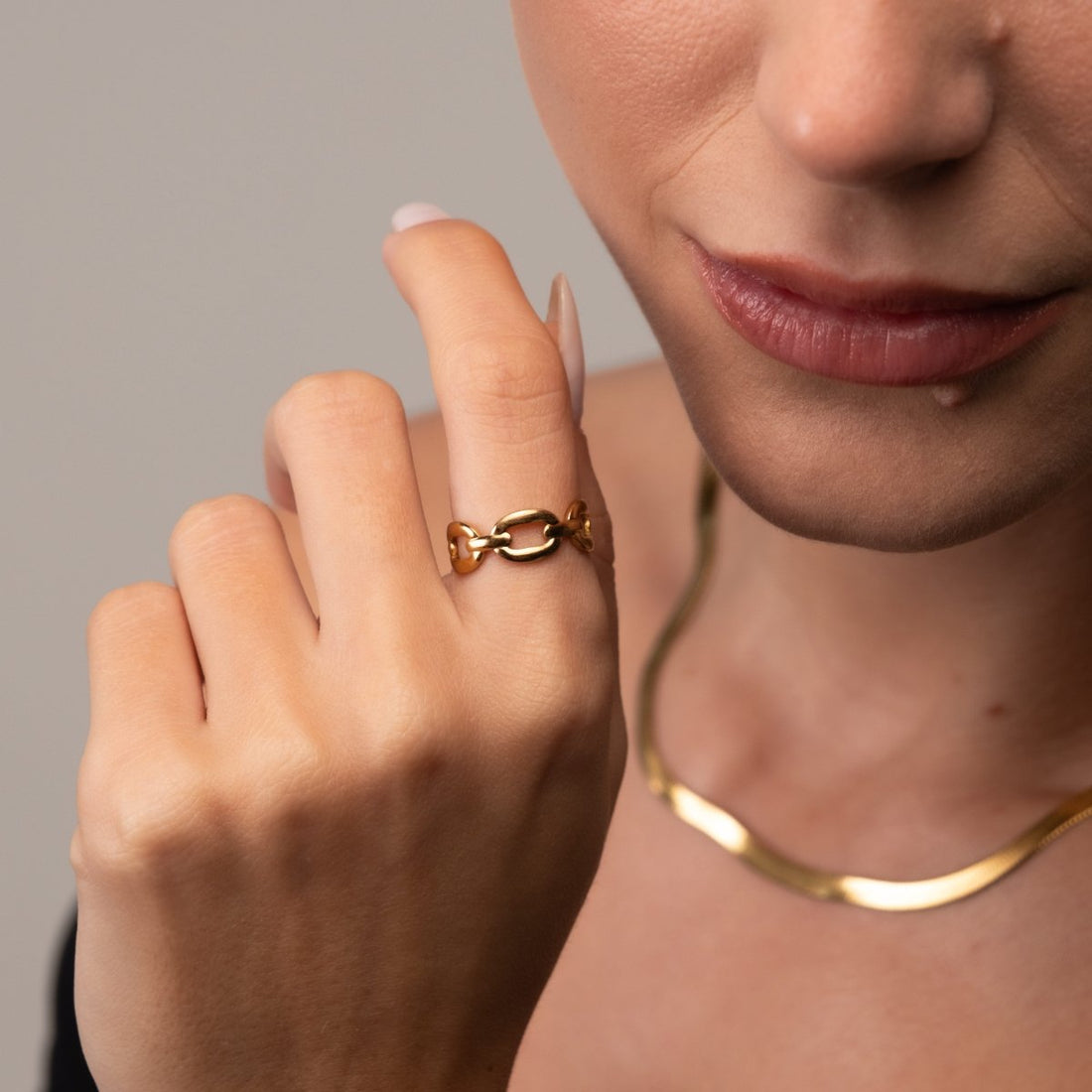 Anel Ajustável Elo Banhado em Ouro 18K - Murano Joias
