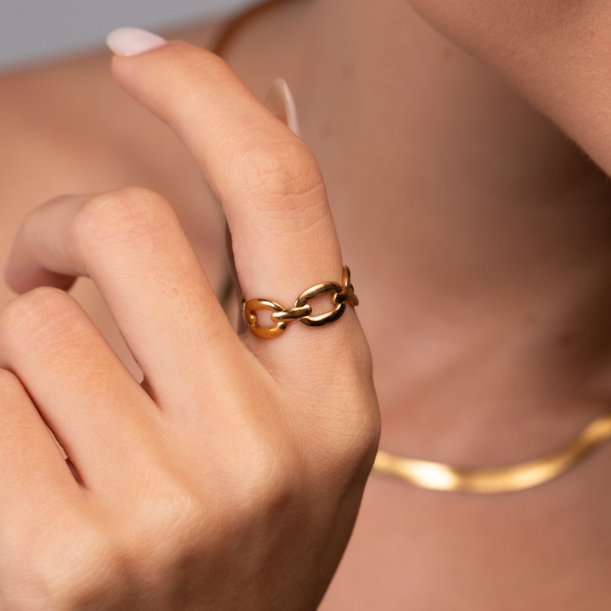 Anel Ajustável Elo Banhado em Ouro 18K - Murano Joias