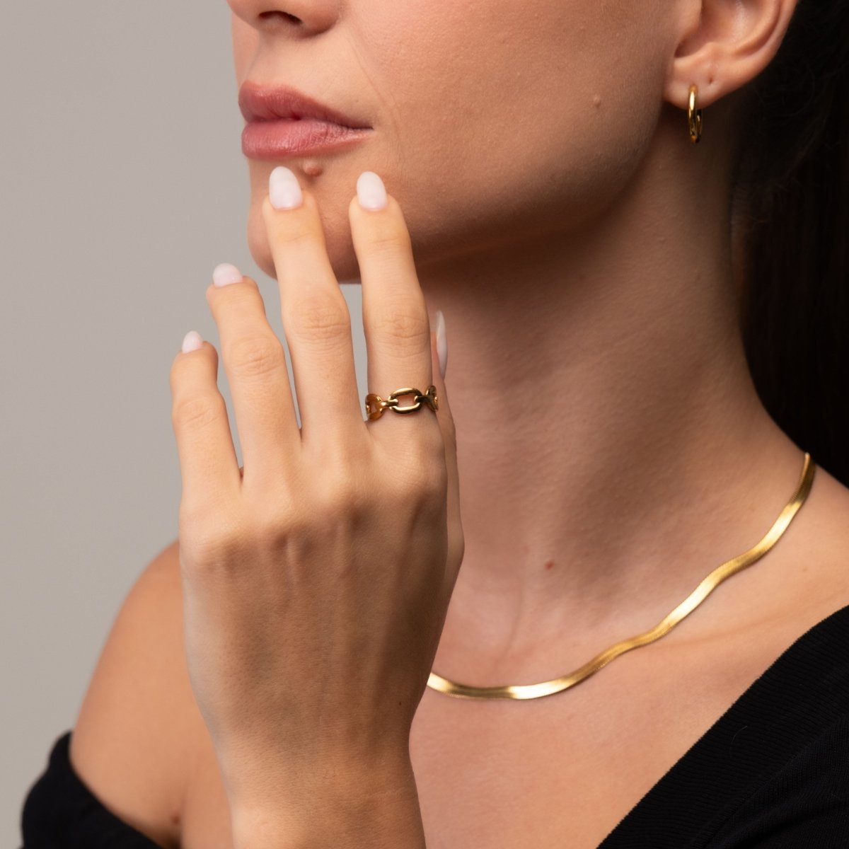 Anel Ajustável Elo Banhado em Ouro 18K - Murano Joias