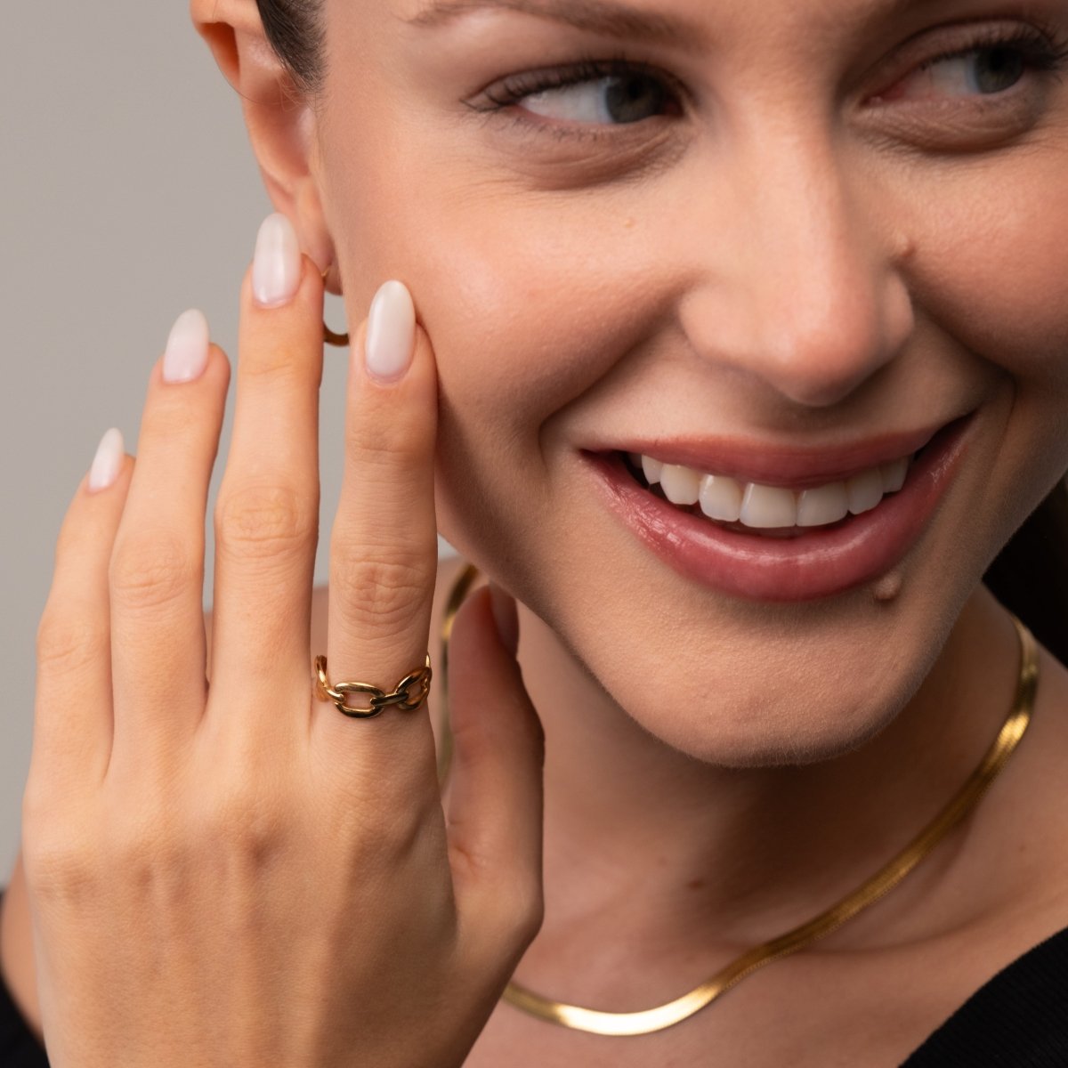 Anel Ajustável Elo Banhado em Ouro 18K - Murano Joias