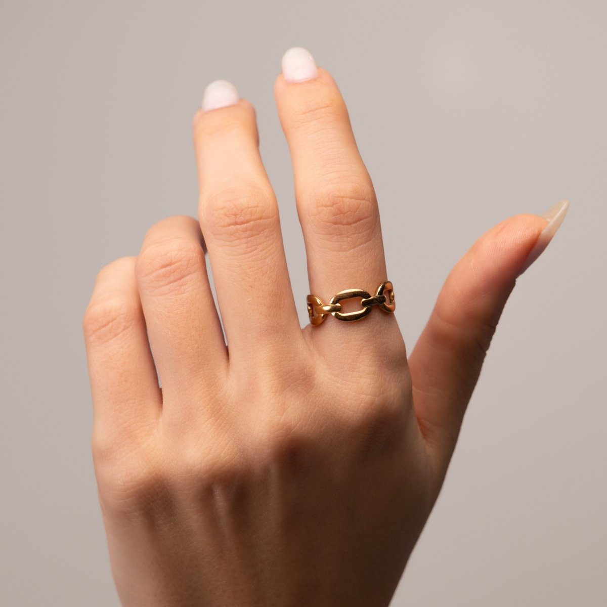 Anel Ajustável Elo Banhado em Ouro 18K - Murano Joias