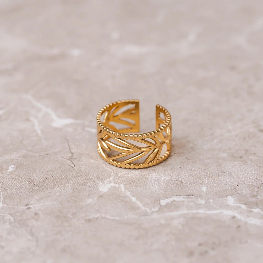 Anel Botânico Ajustável Banhado em Ouro 18K - Murano Joias