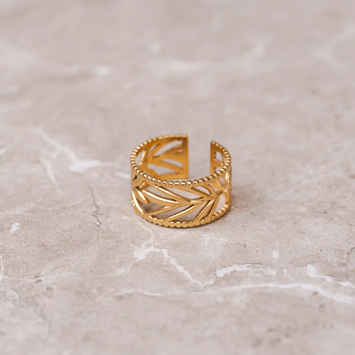 Anel Botânico Ajustável Banhado em Ouro 18K - Murano Joias