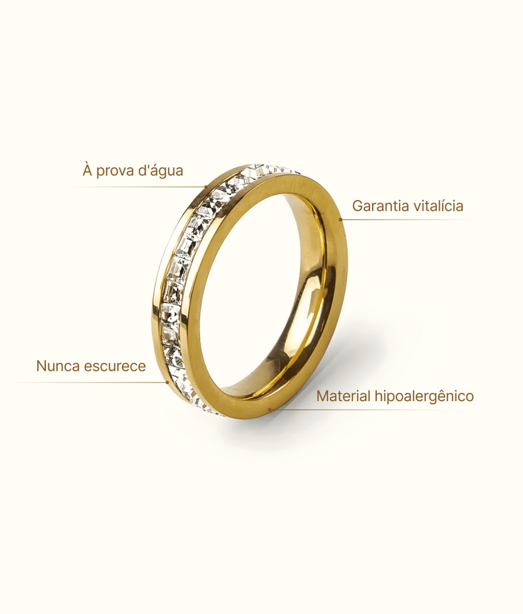 Anel Brilhante Banhado em Ouro 18K - Murano Joias