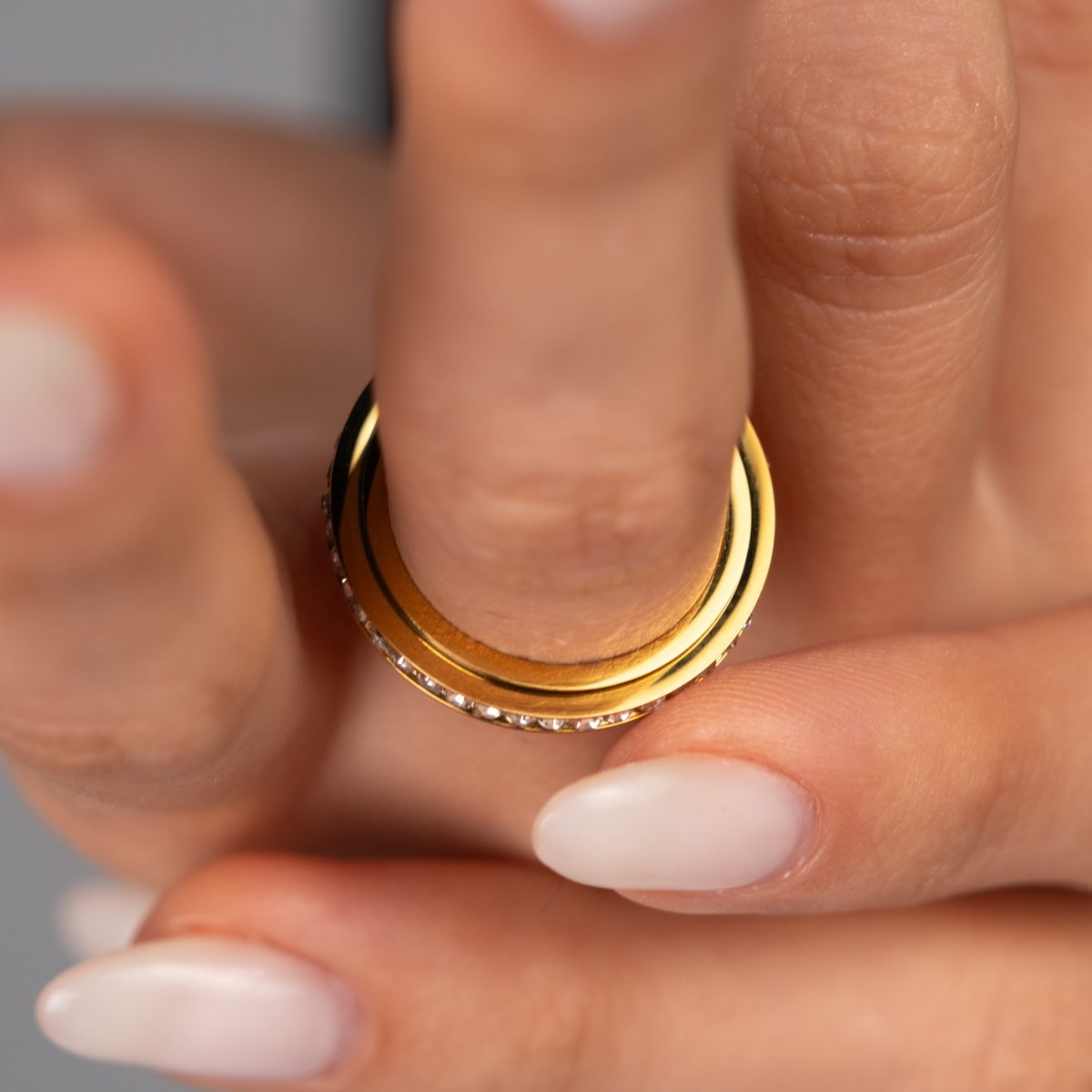 Anel Brilhante Rotativo Banhado em Ouro 18k - Murano Joias