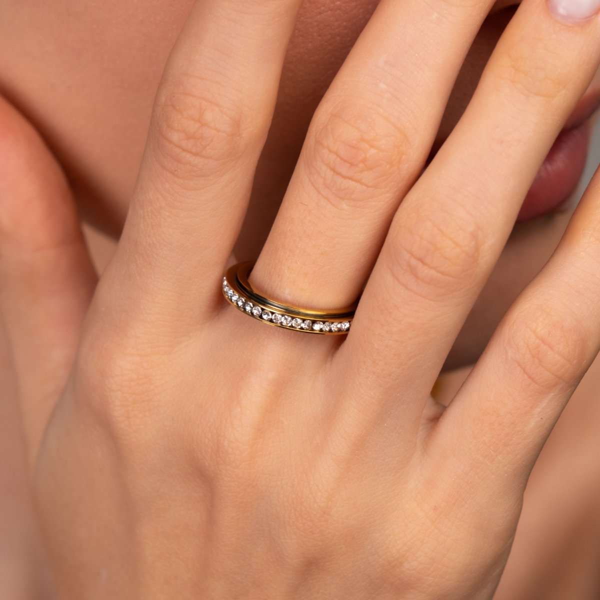 Anel Brilhante Rotativo Banhado em Ouro 18k - Murano Joias