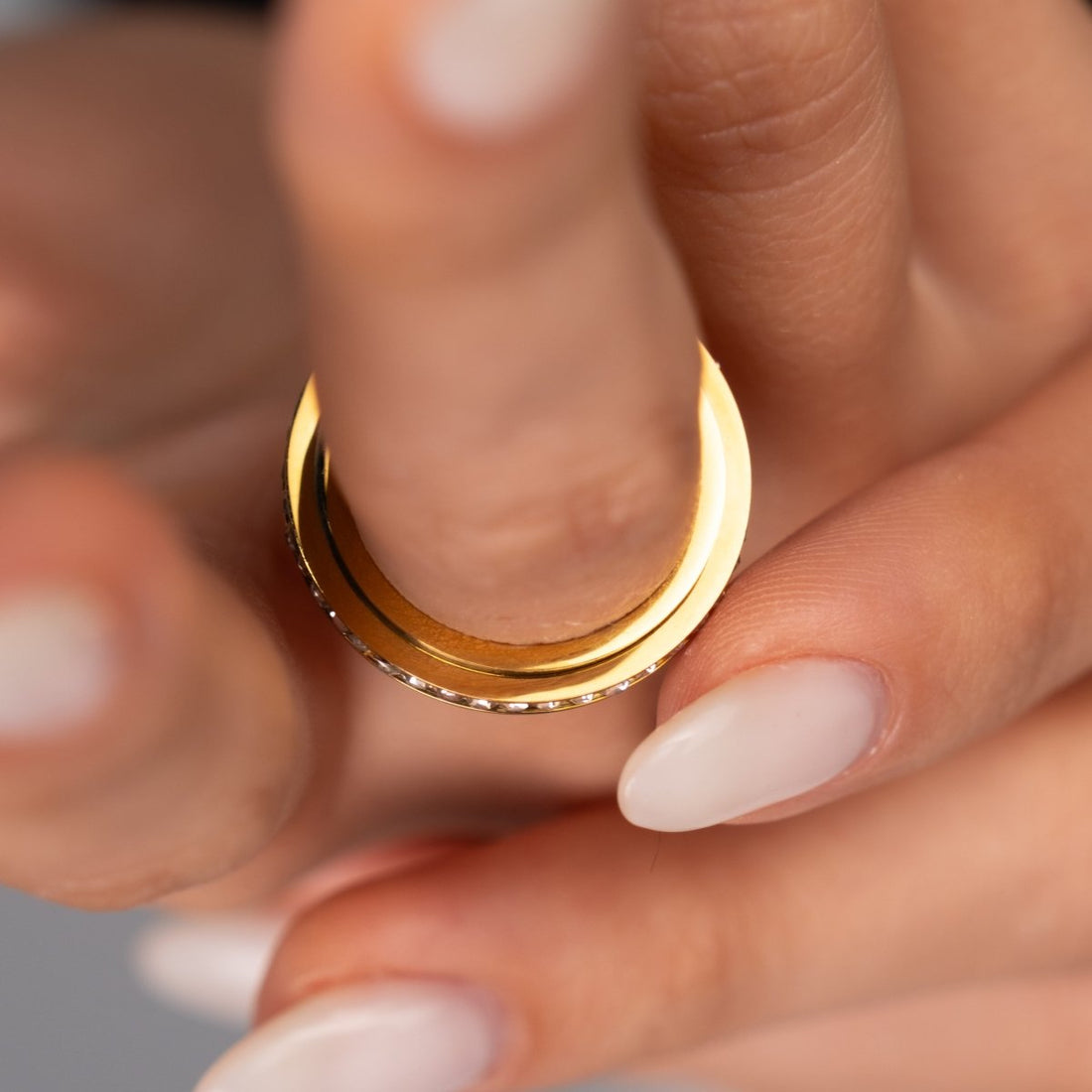 Anel Brilhante Rotativo Banhado em Ouro 18k - Murano Joias