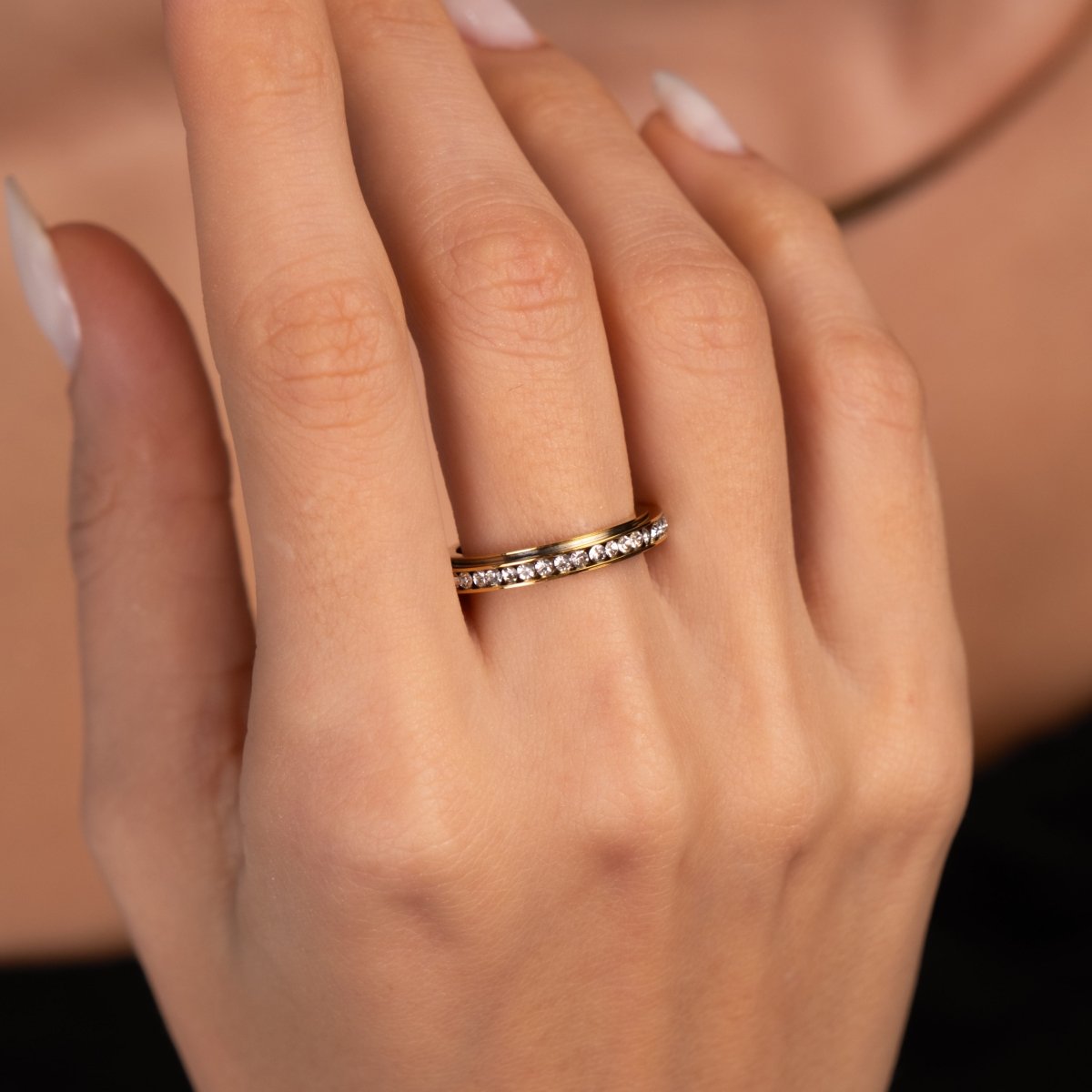 Anel Brilhante Rotativo Banhado em Ouro 18k - Murano Joias