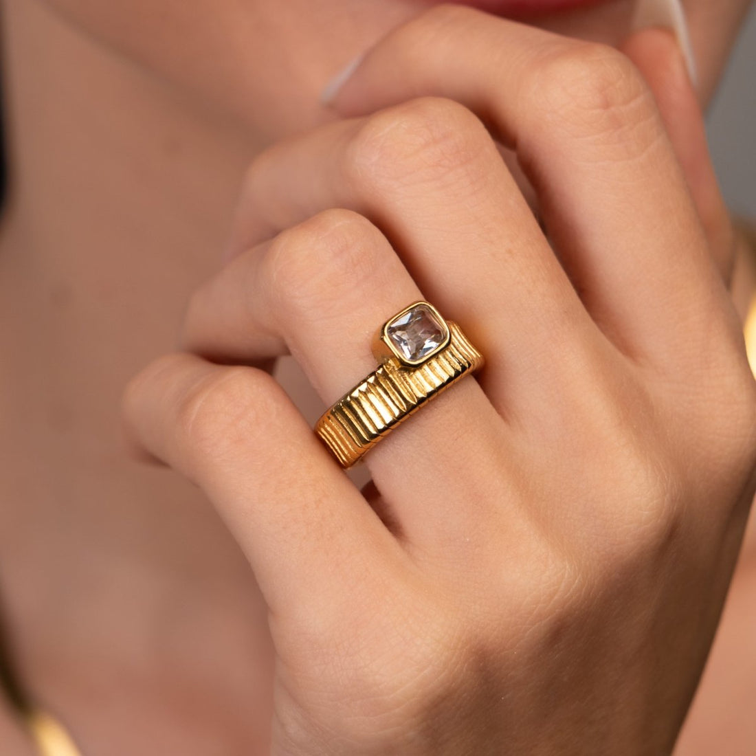 Anel Capri Cristal Banhado em Ouro 18k - Murano Joias