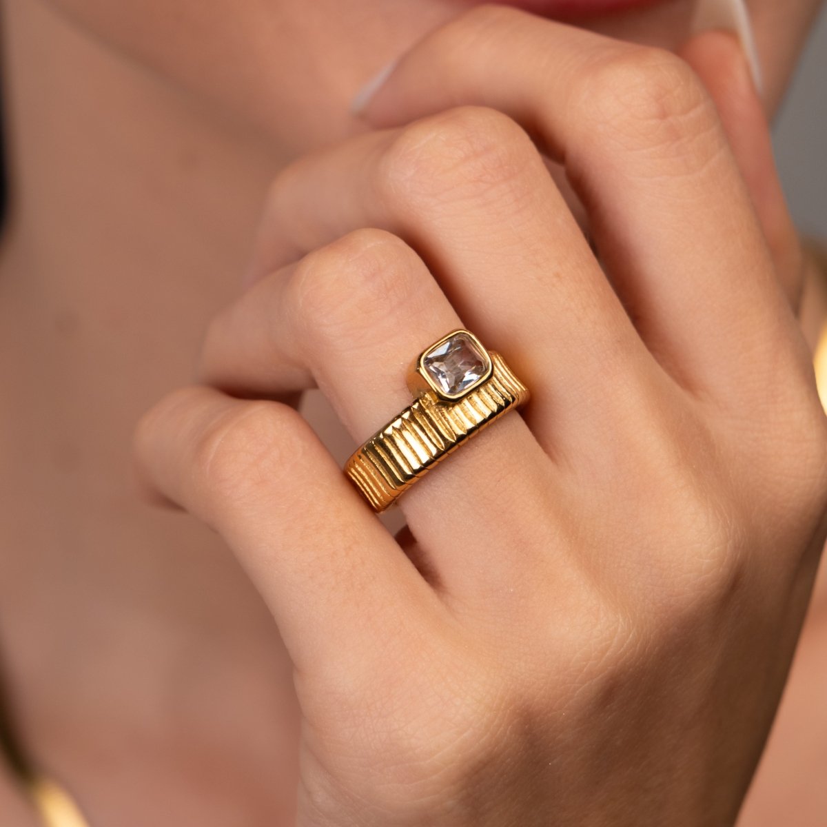 Anel Capri Cristal Banhado em Ouro 18k - Murano Joias