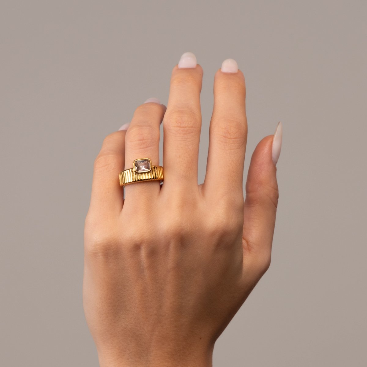 Anel Capri Cristal Banhado em Ouro 18k - Murano Joias