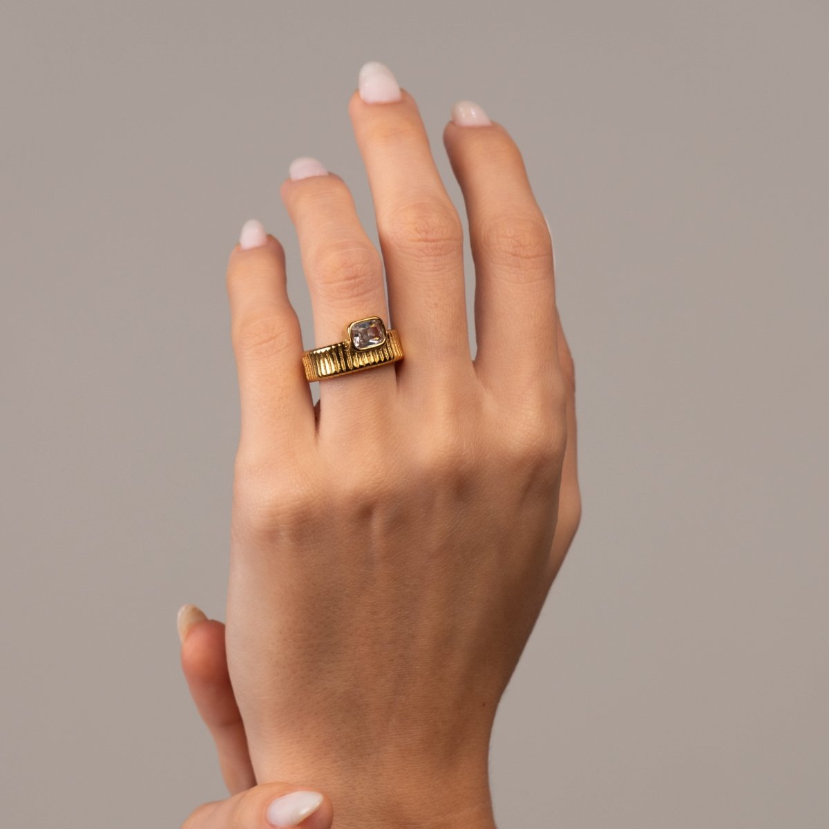Anel Capri Cristal Banhado em Ouro 18k - Murano Joias