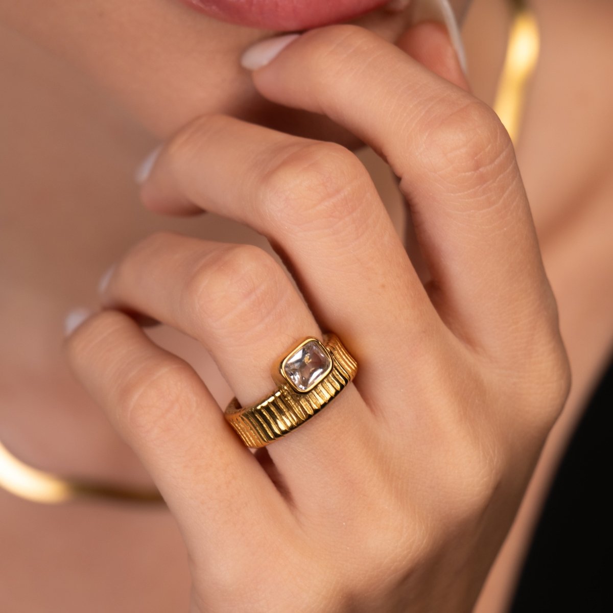 Anel Capri Cristal Banhado em Ouro 18k - Murano Joias