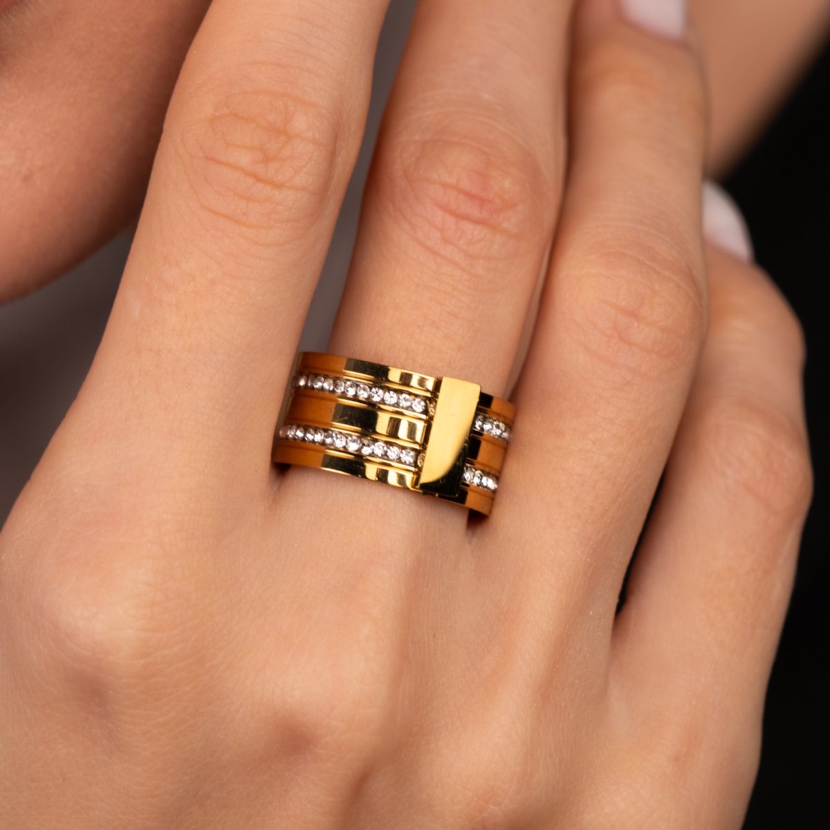 Anel Caviar Stack Banhado em Ouro 18K - Murano Joias