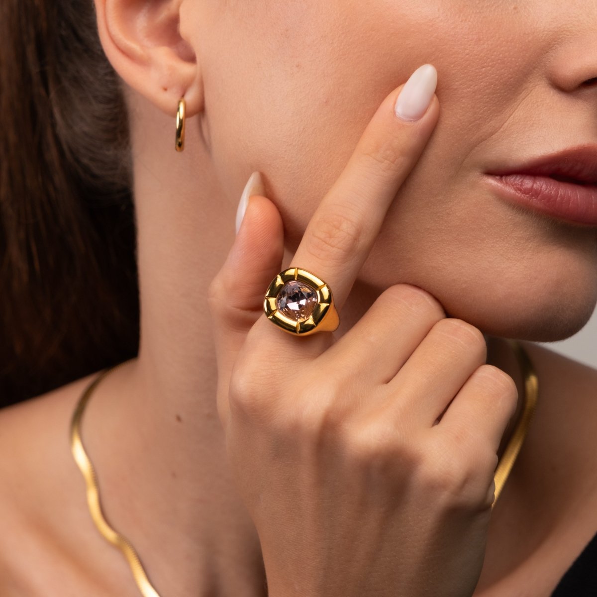 Anel Cocktail Dulcis Banhado em Ouro 18K - Murano Joias