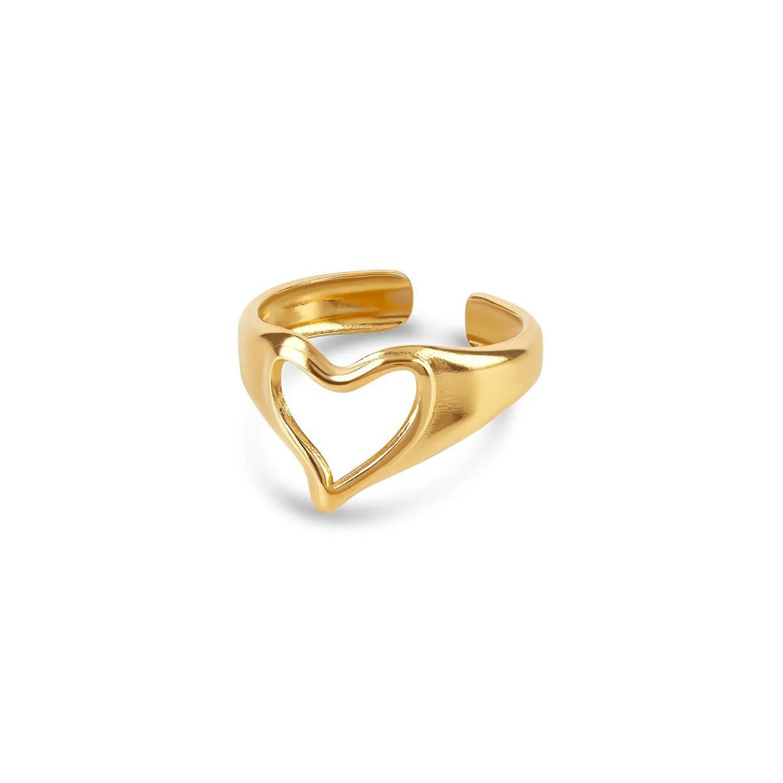 Anel Coração Abstrato Ajustável Banhado em Ouro 18K - Murano Joias