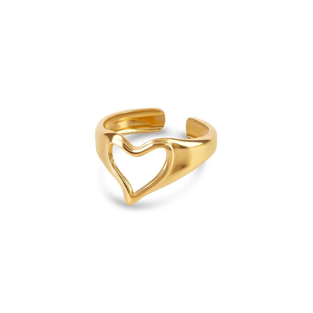 Anel Coração Abstrato Ajustável Banhado em Ouro 18K - Murano Joias