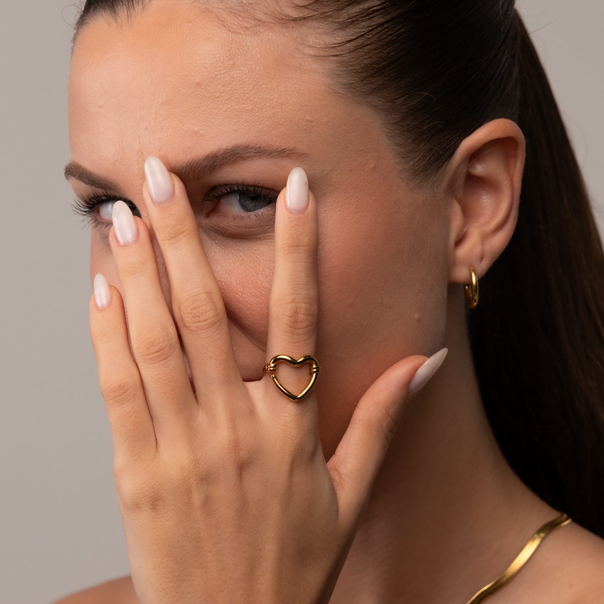 Anel Coração Vazado Banhado em Ouro 18k - Murano Joias