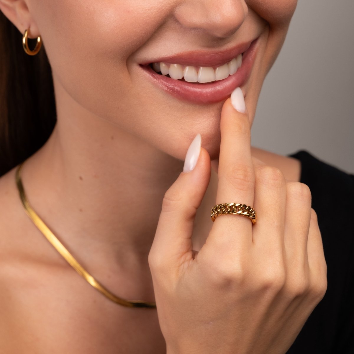 Anel Corrente Banhado em Ouro 18K - Murano Joias