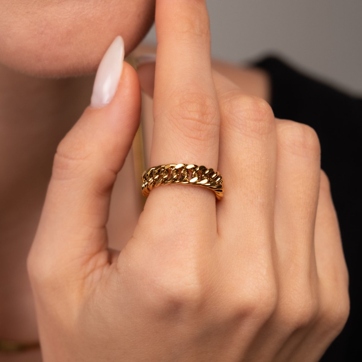 Anel Corrente Banhado em Ouro 18K - Murano Joias