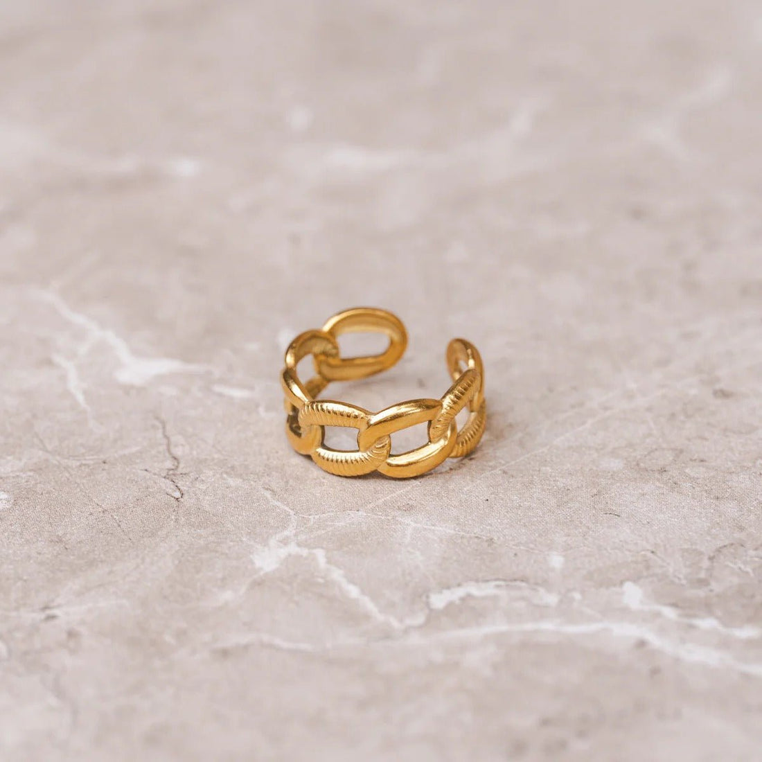 Anel Corrente Bold Ajustável Banhado em Ouro 18K - Murano Joias