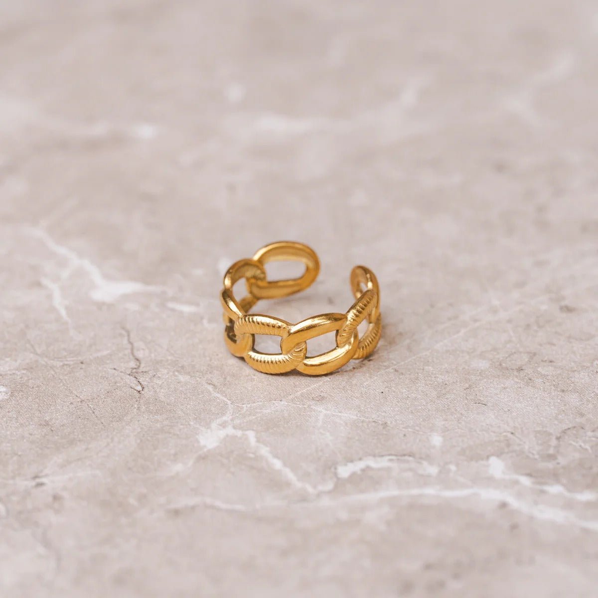 Anel Corrente Bold Ajustável Banhado em Ouro 18K - Murano Joias