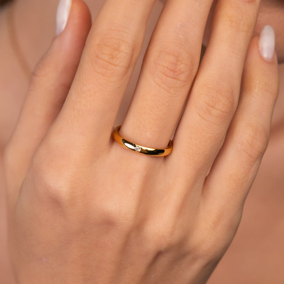 Anel Cristal Solitário Banhado em Ouro 18K - Murano Joias