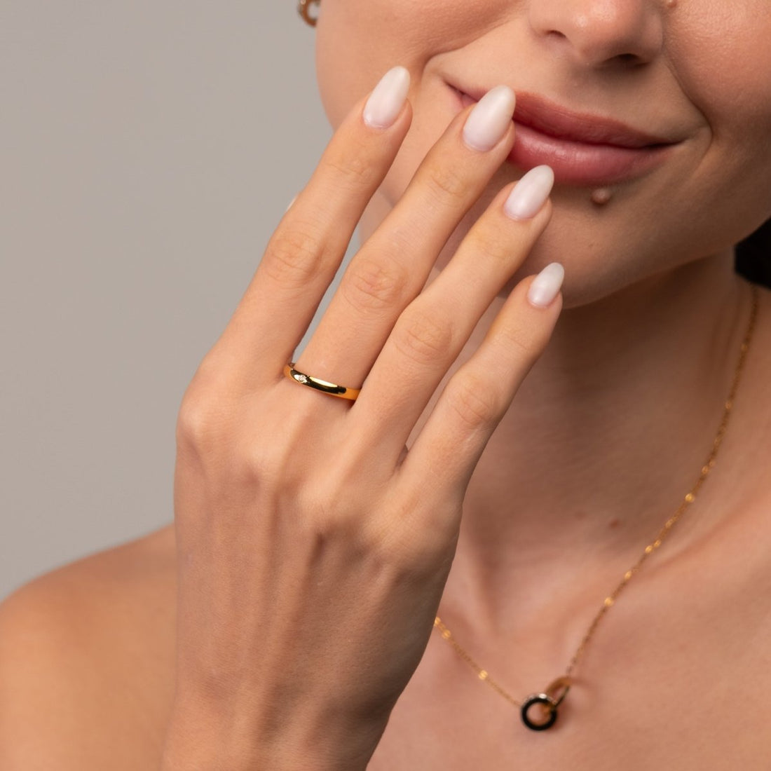 Anel Cristal Solitário Banhado em Ouro 18K - Murano Joias