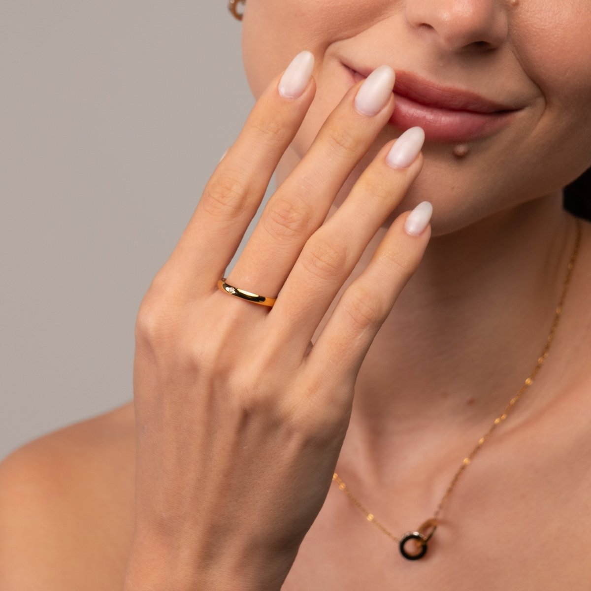 Anel Cristal Solitário Banhado em Ouro 18K - Murano Joias