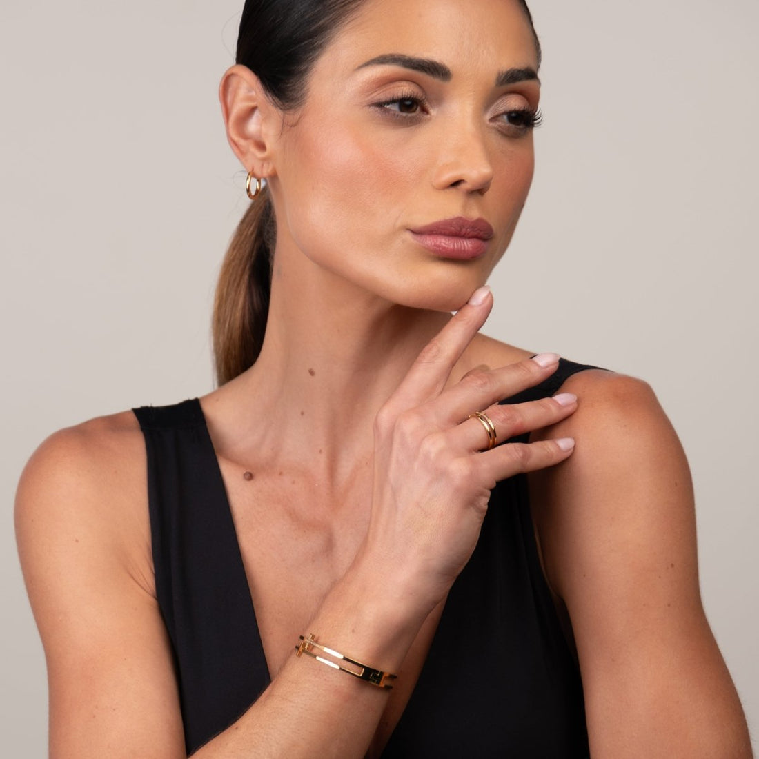 Anel Cruz Banhado em Ouro 18k - Murano Joias