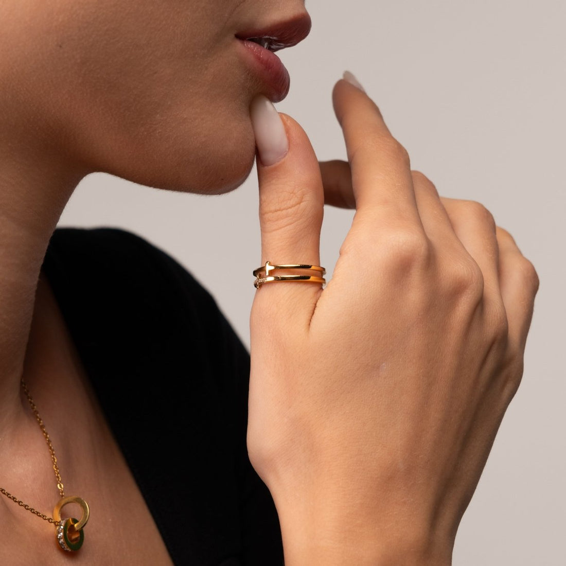 Anel Cruz Banhado em Ouro 18k - Murano Joias