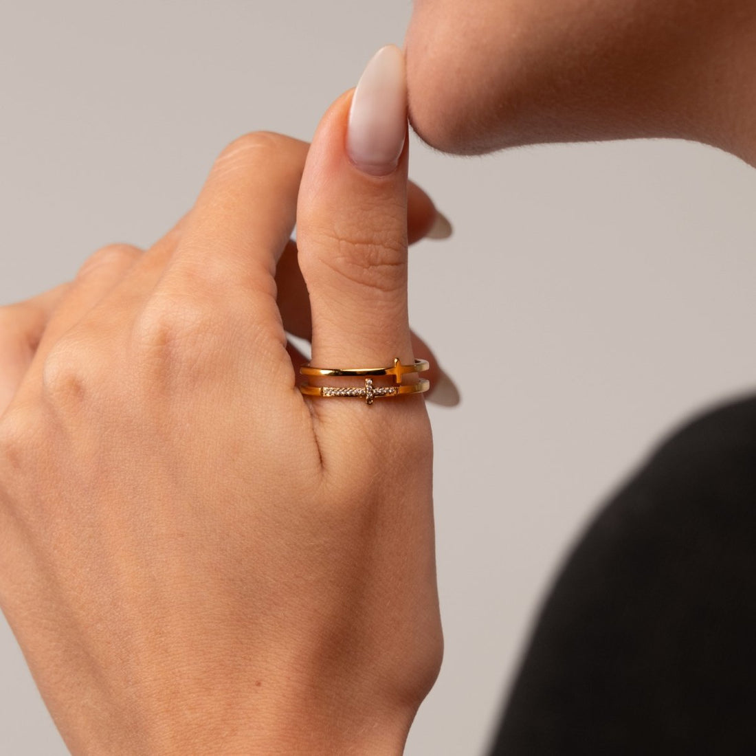 Anel Cruz Banhado em Ouro 18k - Murano Joias