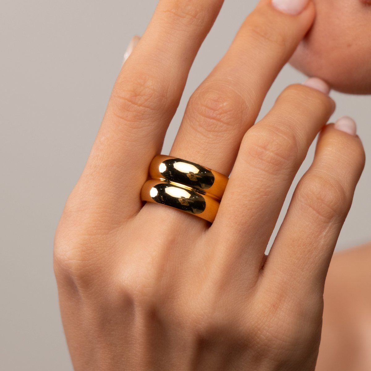 Anel Double Chunky Banhado em Ouro 18K - Murano Joias