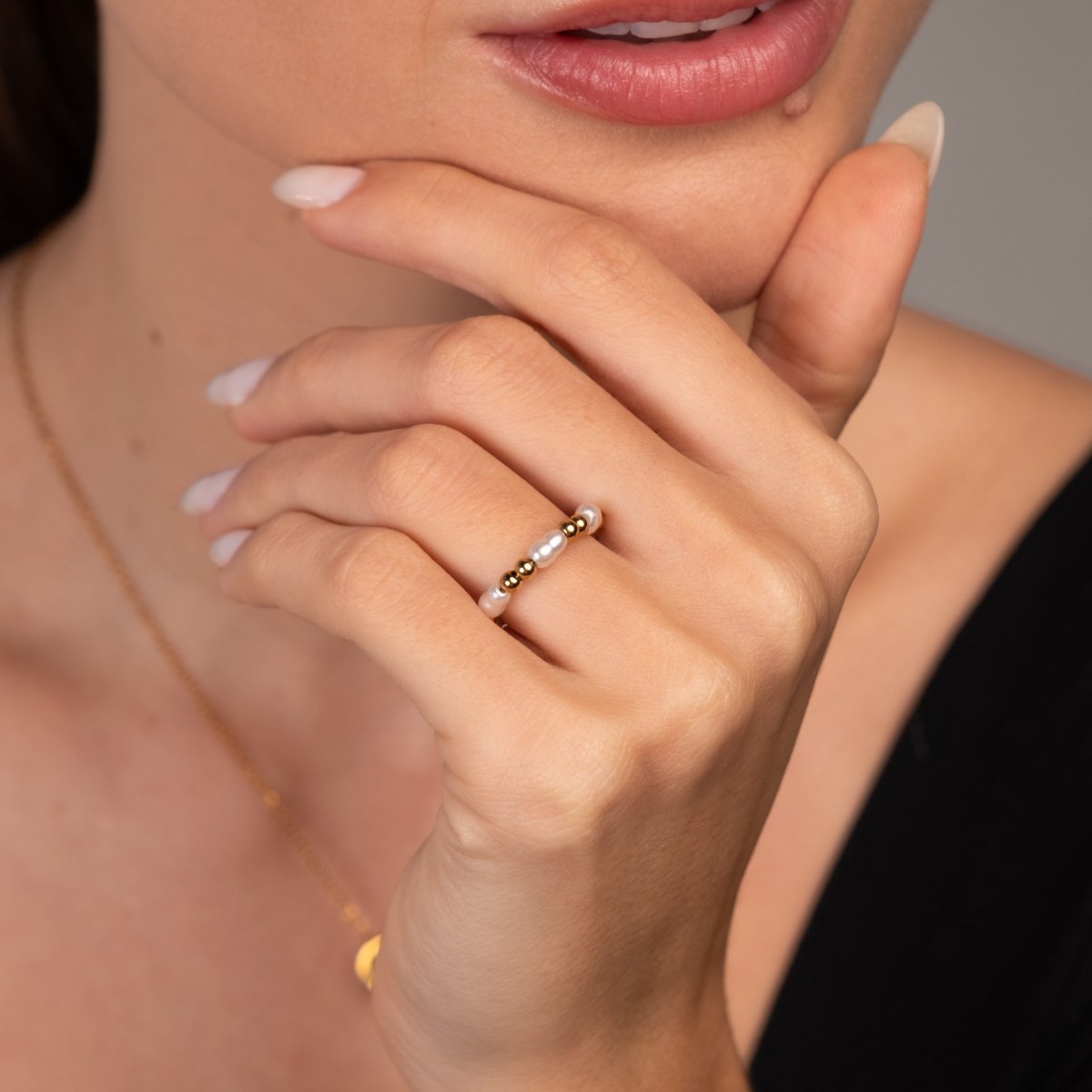 Anel Dress Pérola Banhado em Ouro 18k - Murano Joias