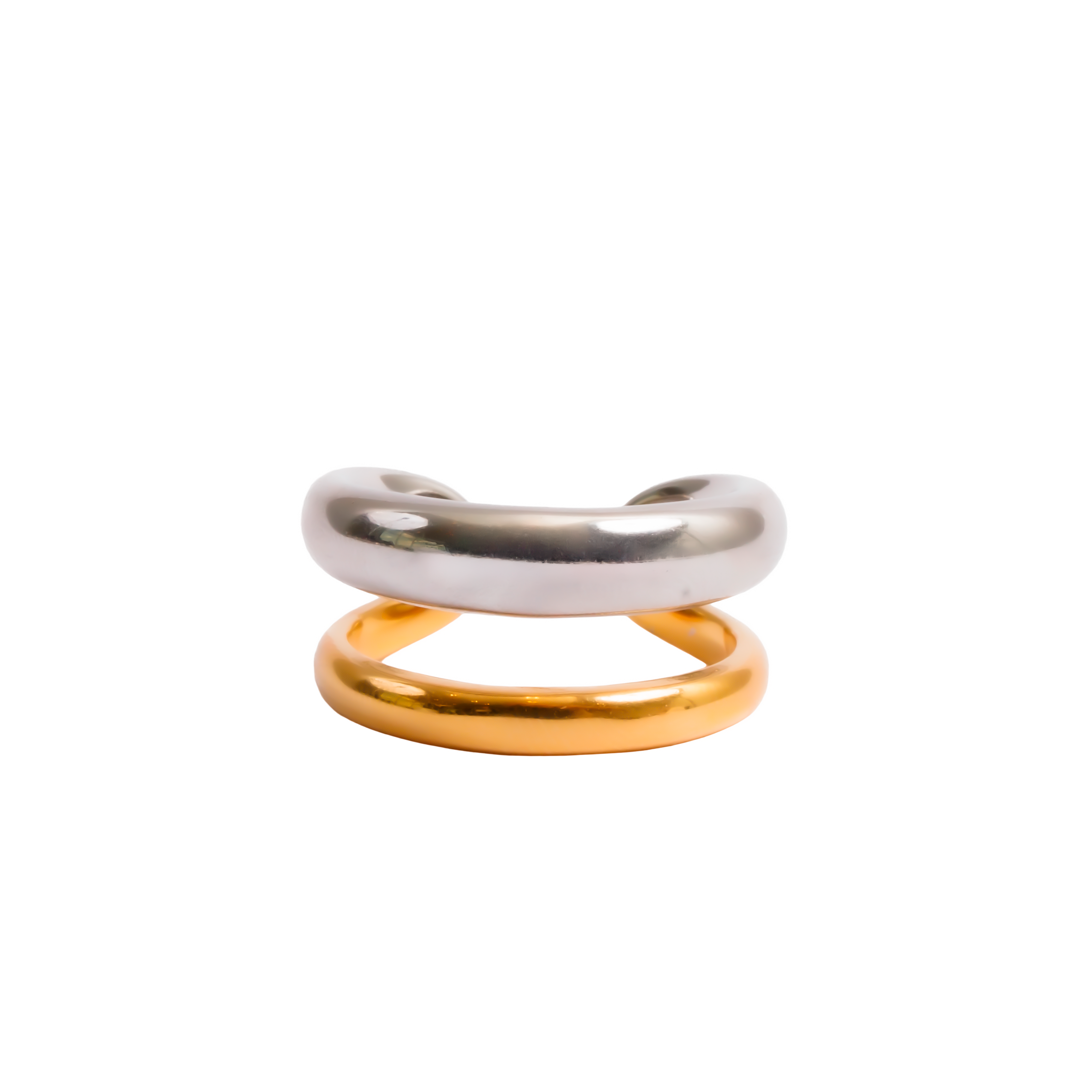 Anel Duality Ajustável com Mix de Banhos Dourado e Prata - Murano Joias